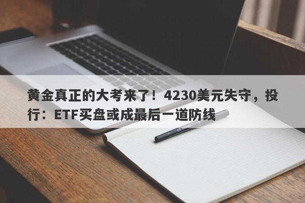 黄金真正的大考来了！4230美元失守，投行：ETF买盘或成最后一道防线